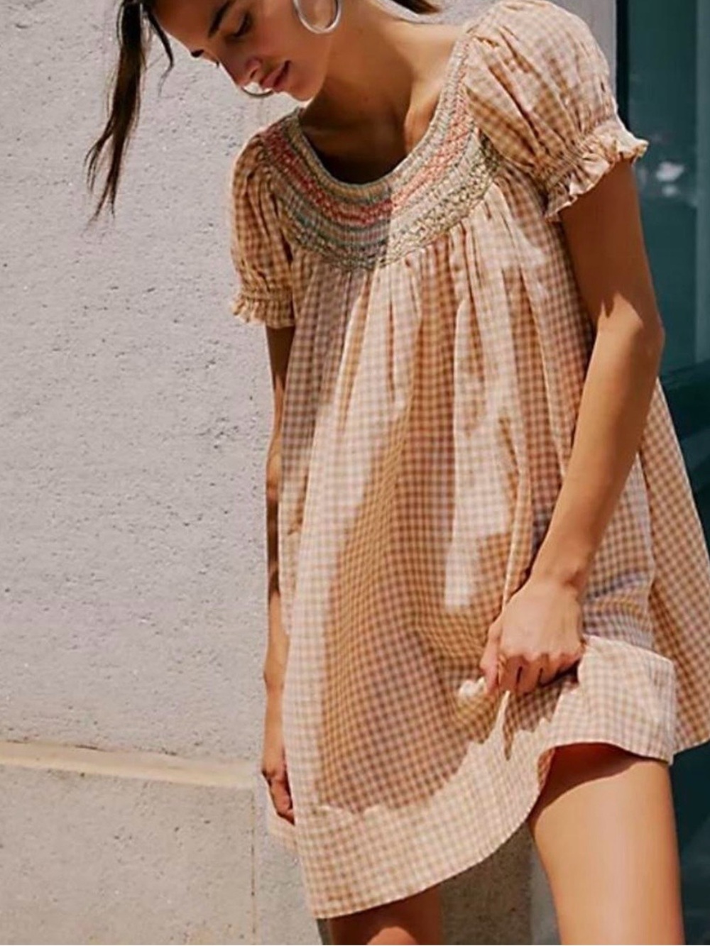 Free People Poet Gingham Mini Dress Size Medium